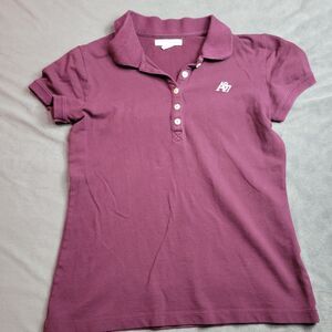 Aeropostale Shirt Womens Medium Maroon Aero Stretch Classic Collar Top Y2k VTG‎
